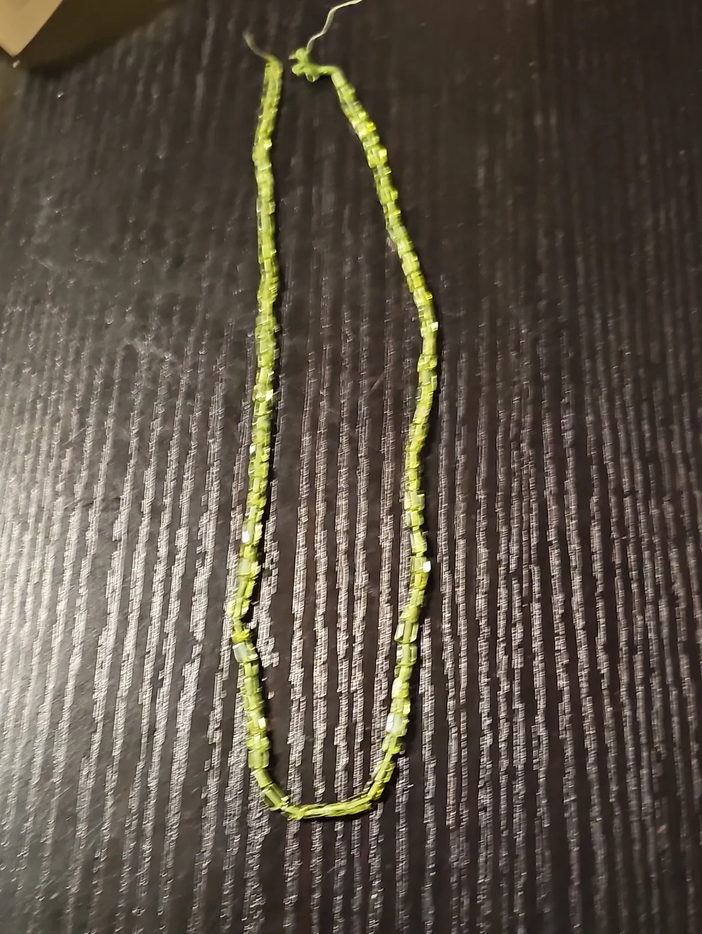 Vintage Peridot Cube Bead Strand Green Gemstone Jewelry Making Estate 1973
